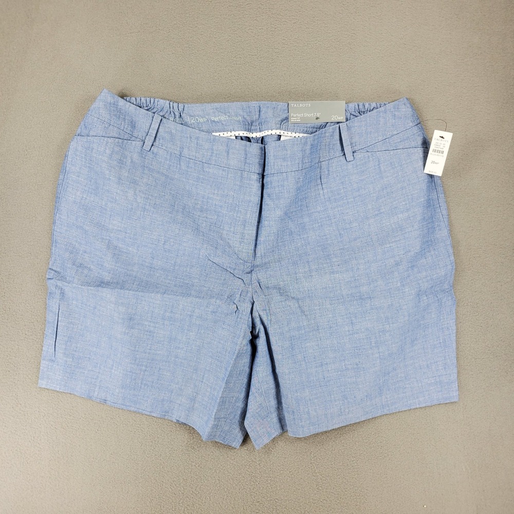 Talbots Perfect Short Women 20WP Blue 7.5 Inseam‎ Cotton Elastic Back NEW